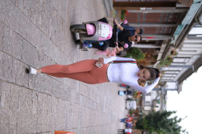 橙色瑜伽裤的高马尾姑娘【615P】00051-玉兔阁