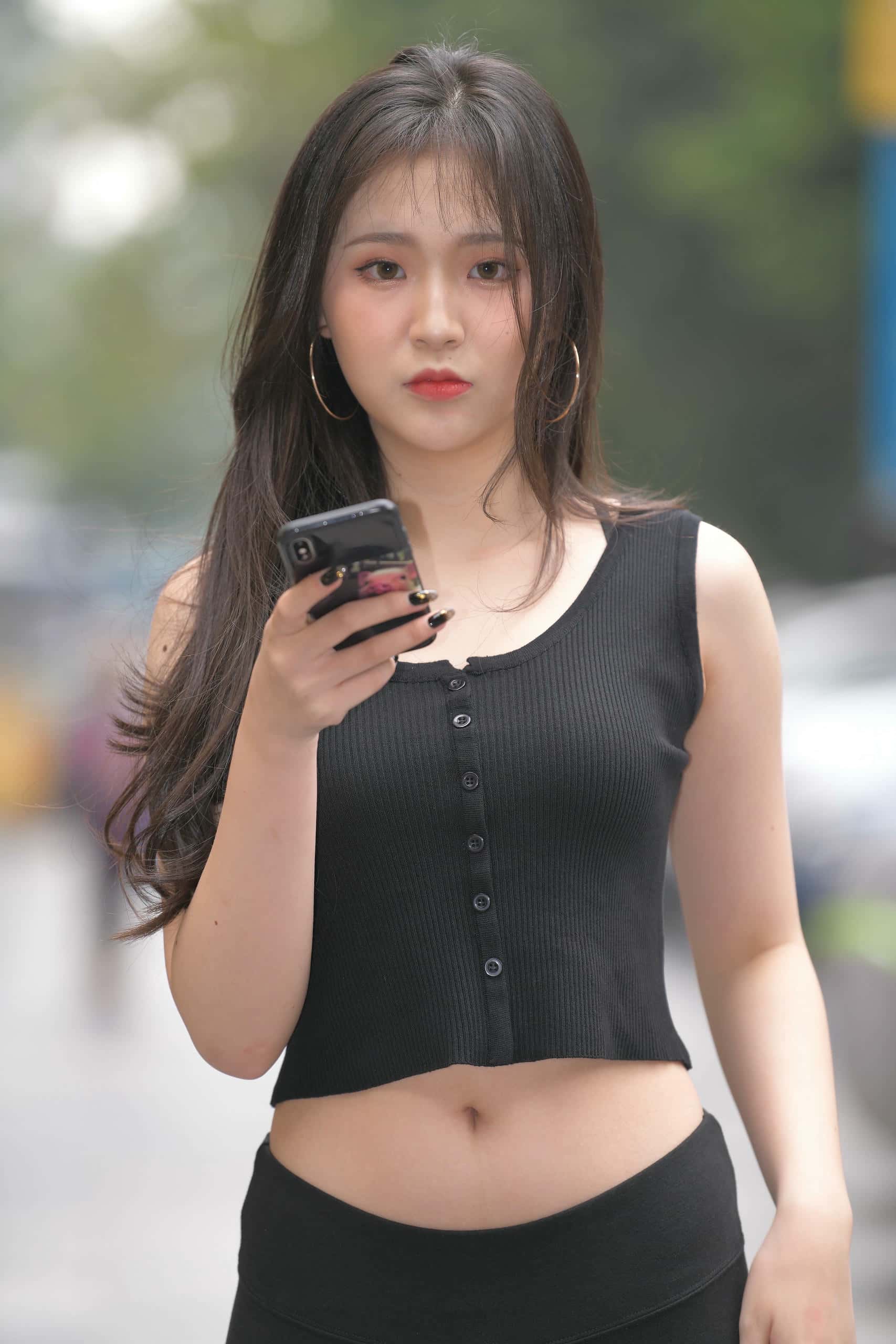 图片[2]-喝奶茶的黑色瑜伽裤长发姑娘【376P】00055-玉兔阁