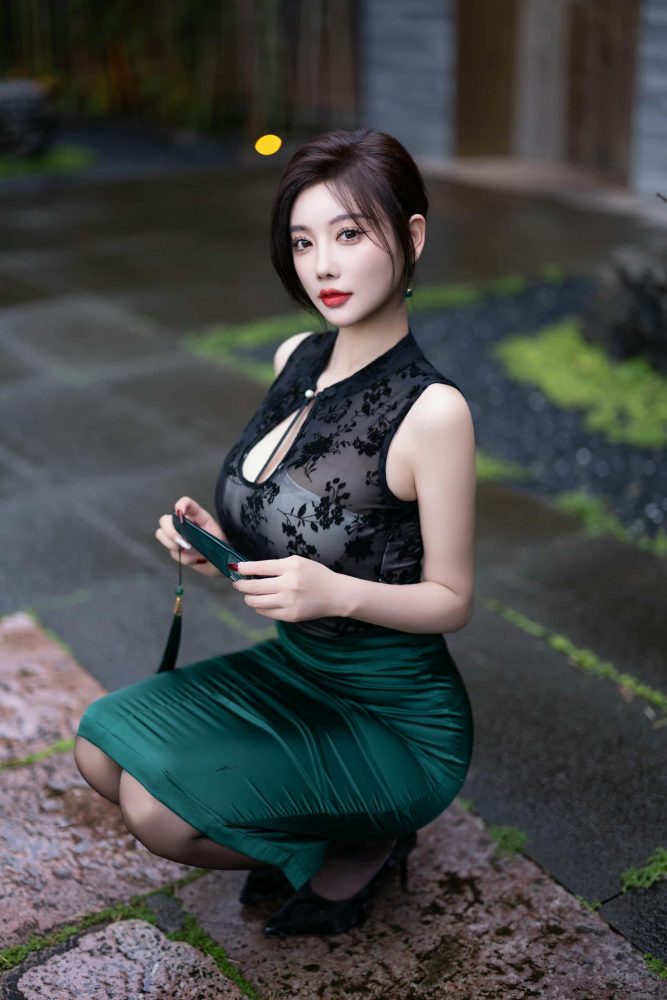 绿色旗袍 - 杨晨晨【87P】P50237-玉兔阁